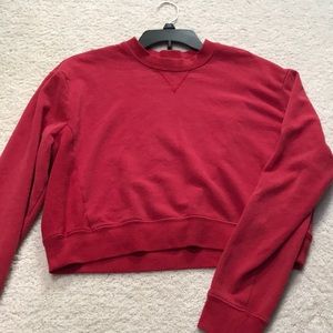 Cropped red LA hearts crew neck sweatshirt💞
